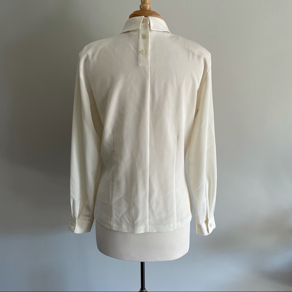 Vintage Peter Pan Collar Creamy White Blouse - Picture 5 of 11